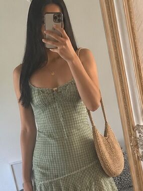 Urban Outfitters Green Checkered Mini Dress